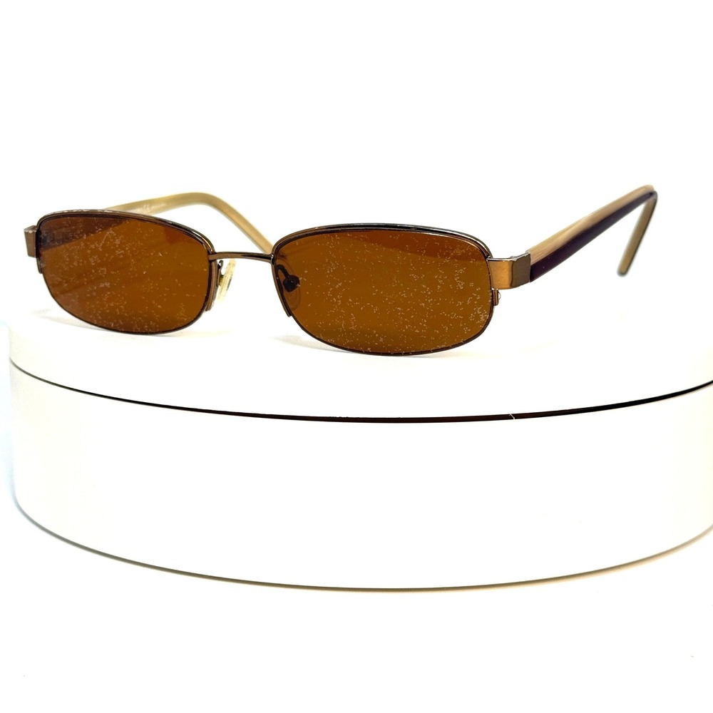 Adrienne Vittadini AV4009S 1023/45 Brown‎ Oval Sunglasses 51-17-135 Gold Tone
